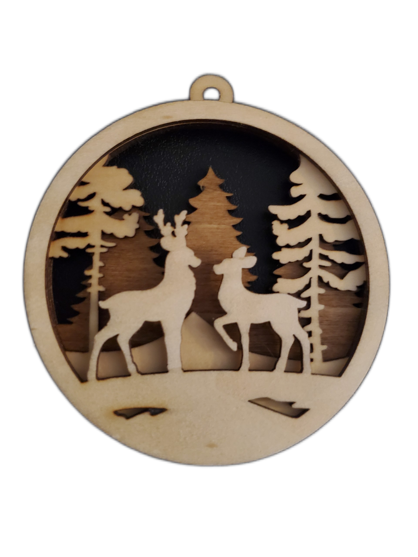 3D Buck and Doe Christmas Ornament