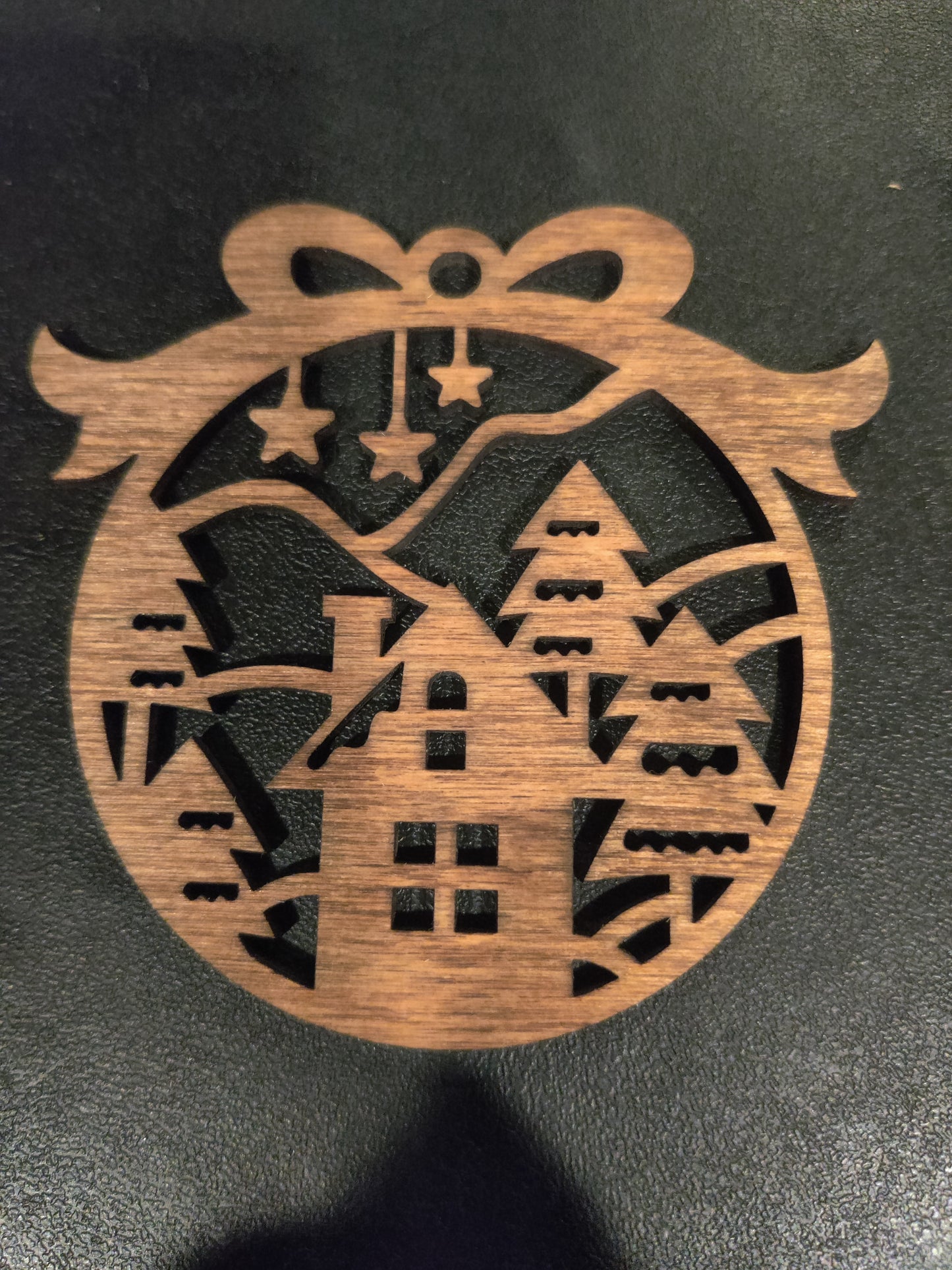 Wintery snowy night christmas ornament