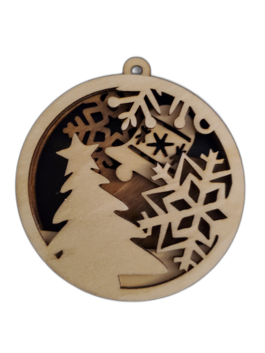 3D Christmas Tree Ornament Tree, Bell and Snowflake